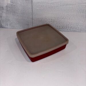Vintage Tupperware sandwich container red bottom with white lid